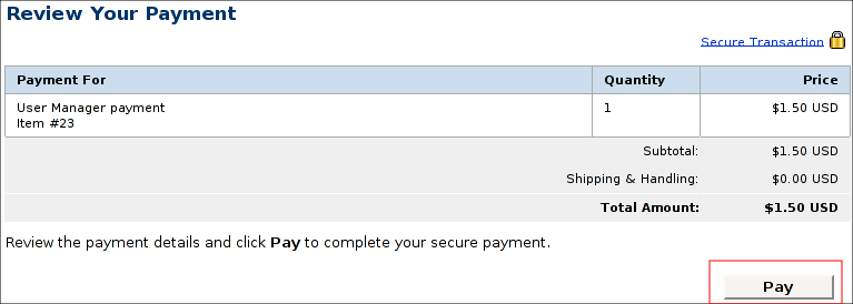 PayPal Payment form, user logged in