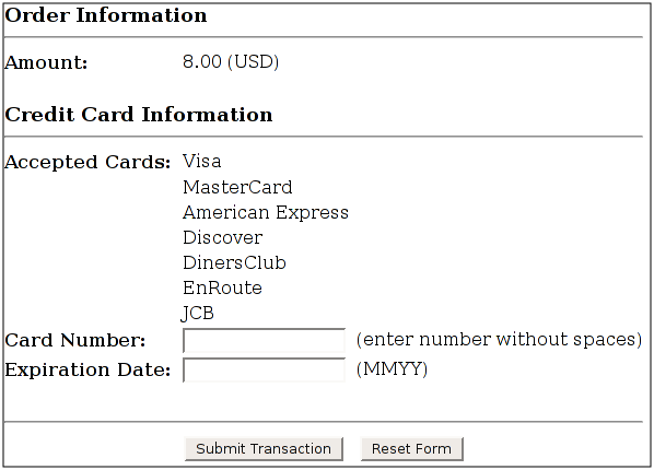 Authorize.Net Payment form