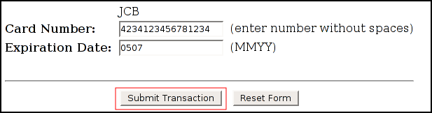 Authorize.Net Payment form submit