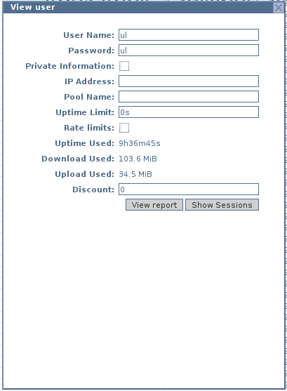 User detail form