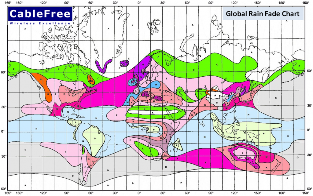 CableFree Microwave planning with ITU Rain Fade Global Map