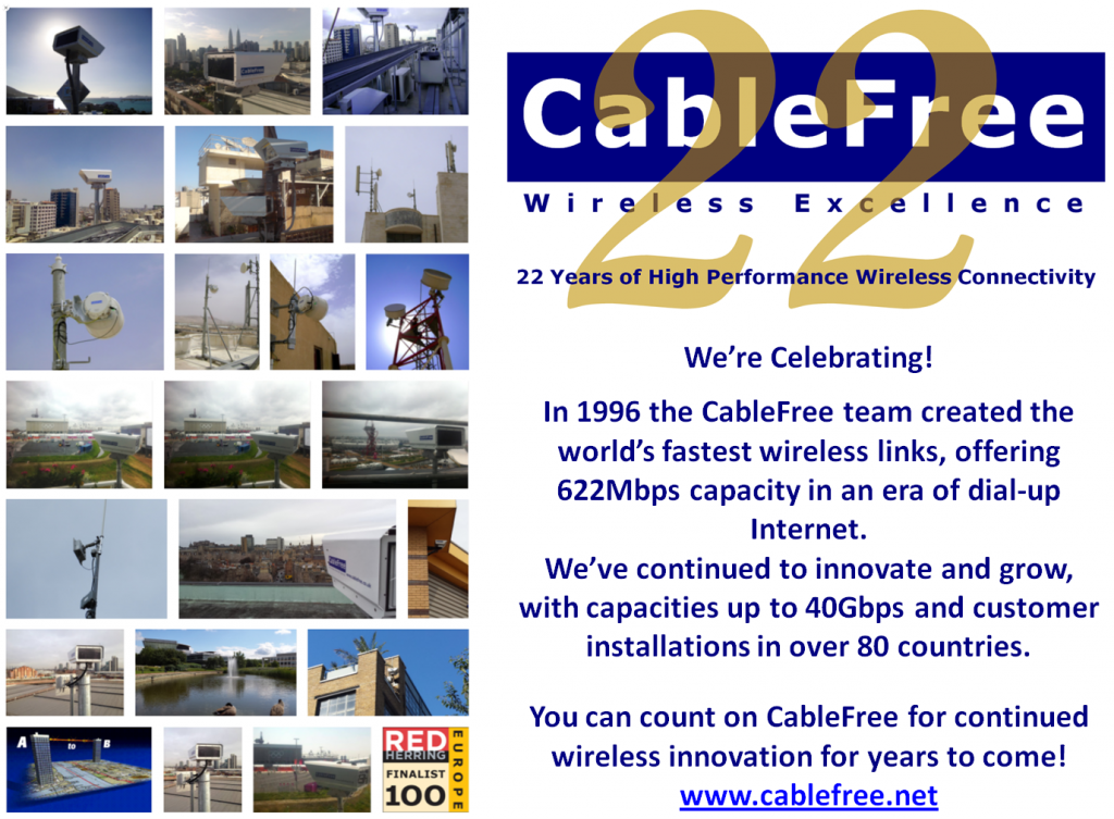 CableFree Celebrating 22 Years of Wireless Innovation