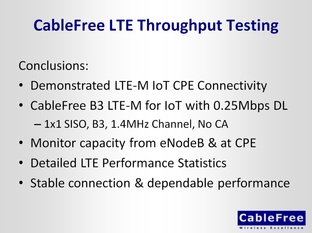 LTE-M IoT Performance Tests in Band 3 - CableFree