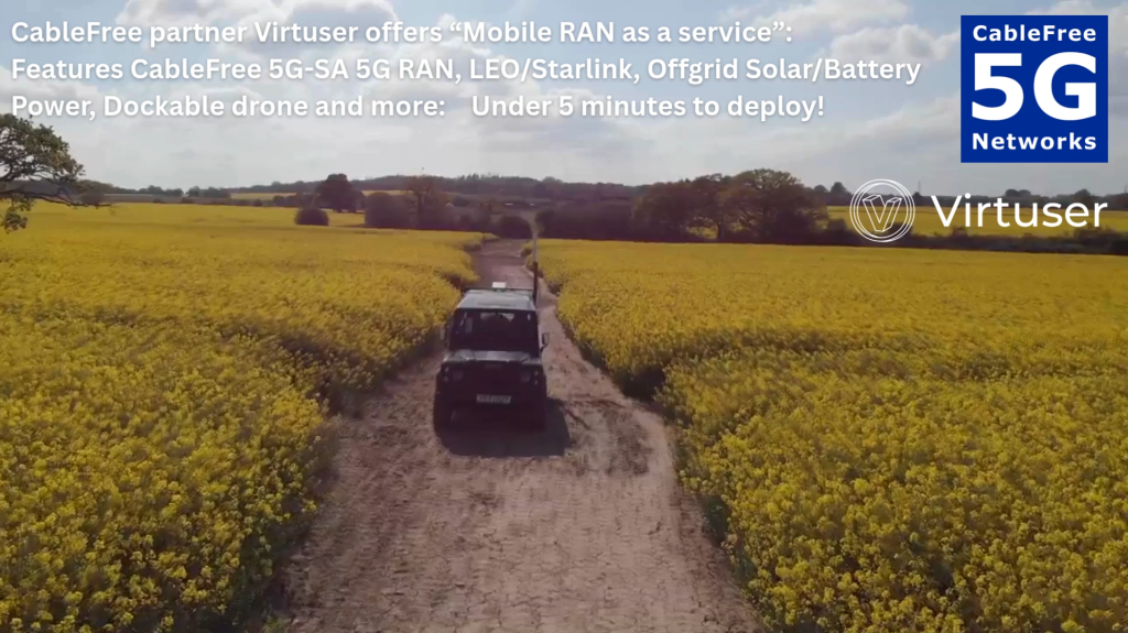 CableFree Virtuser Mobile RAN with 4G and 5G-SA for events and emergency services